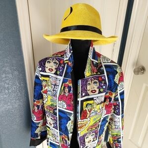 NWOT pop art unisex comic jacket w hat. Small. GREAT FOR Halloween